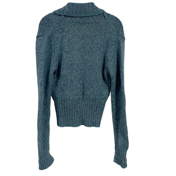 Anthropologie Monogram Heathered Teal Cardigan Shawl Wool Alpaca Blend Sweater M - Picture 6 of 8